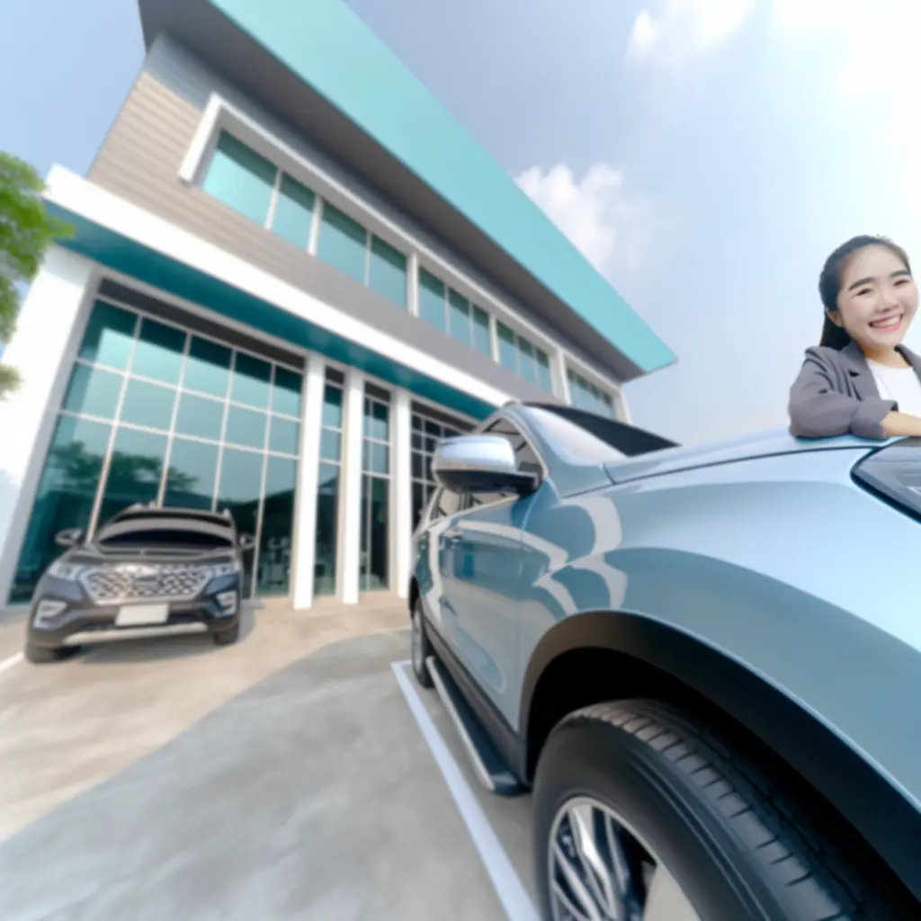 Zadowolony klient odbierający kluczyki w warsztacie